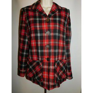 Vintage Pendleton Womens Red Gray Black Plaid